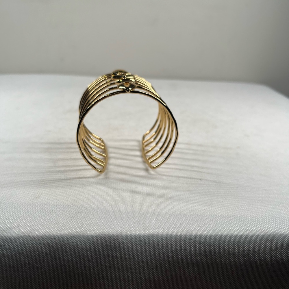 Sculptural Gold Bracelet with Curved Design